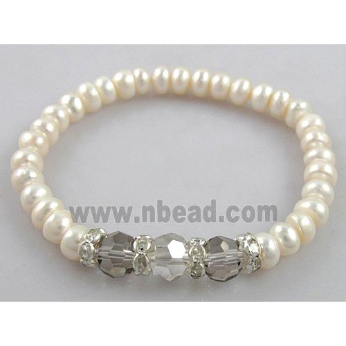 Handcraft Cluster Pearl Bracelet, elastic