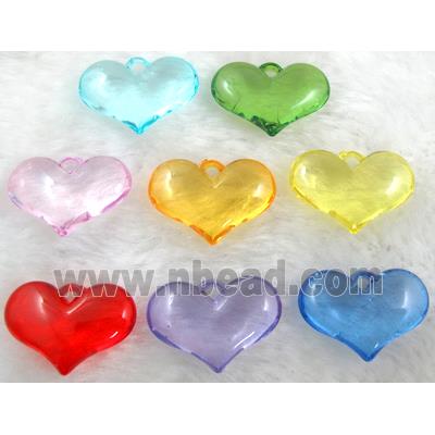 Acrylic pendant, heart, mixed color