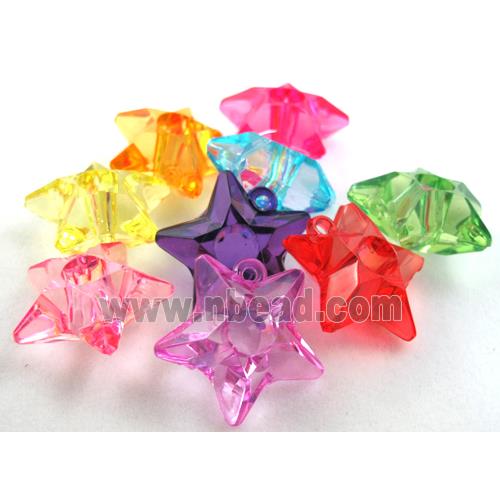 Acrylic pendant, star, transparent, mixed color