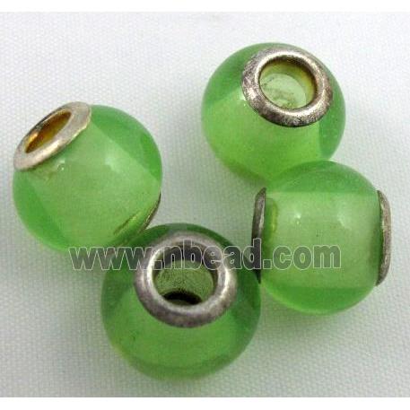 Amber Beads, NR, rondelle, green