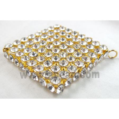 Middle East Rhinestone Pendant for earring, Square, gold plated