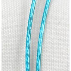 Tiger Tail Necklace with a Screwed Copper Clasp, aqua
