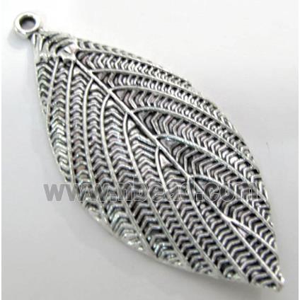 Tibetan Silver leaf pendant, Non-Nickel