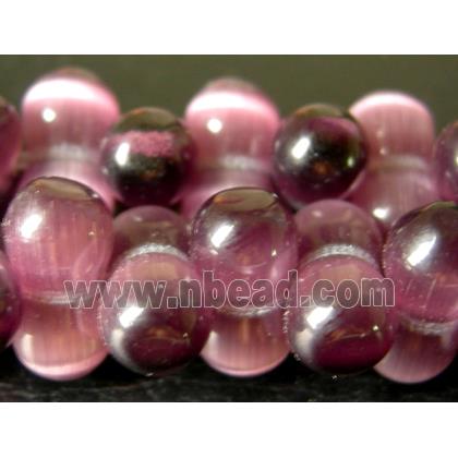 Cats eye beads, peanut, purple