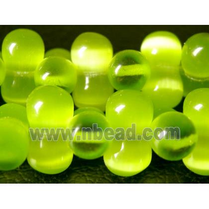 Cats eye beads, peanut, olive
