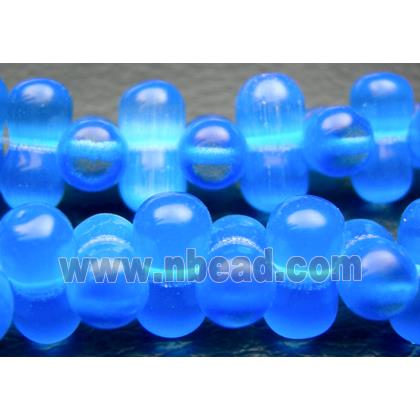Cats eye beads, peanut, sky blue