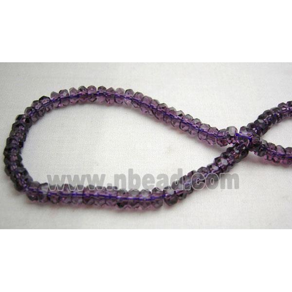hand-faceted rondelle Glass Beads, amethyst