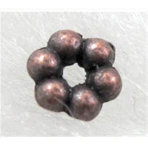 Tibetan Silver DAISY SPACER, Antique Red, 3.5mm dia