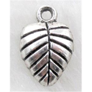 Tibetan Silver Leaf pendants, 10.5x15.5mm