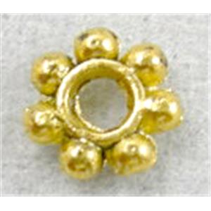 Golden Tibetan Silver Daisy Spacer, 4mm dia