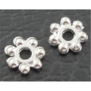 Silver plated Tibetan Silver Daisy Spacer, 4mm dia
