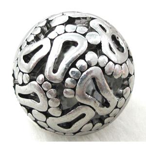 Hollow Tibetan Silver beads ball, lead free and nickel free, approx 25mm dia
