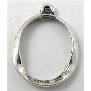 Tibetan Silver oval pendant, lead free and nickel free, 17x24mm