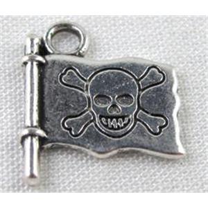 Skull Mast, Tibetan Silver pendants, Non-Nickel, 17x14mm