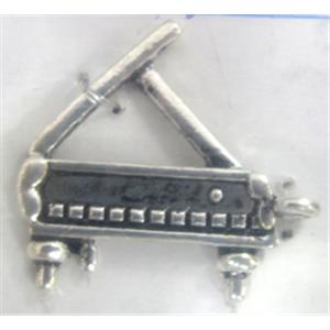 Tibetan Silver piano pendant, Lead free and nickel Free, 26x27mm