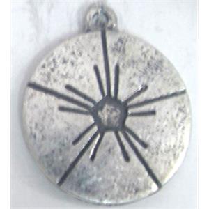 Tibetan Silver pendant, lead free and nickel free, 20mm dia