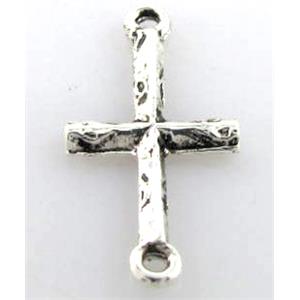 Cross for bracelet, tibetan silver bar, lead free nickel free, approx 11x20mm