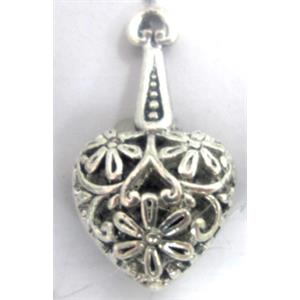 Hollow Tibetan Silver pendant, lead free and nickel free, 30x15mm