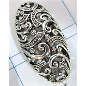 Tibetan Silver beads, Non-Nickel, 41x20mm