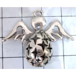 Hollow Tibetan Silver pendant, lead free and nickel free, 28x35mm
