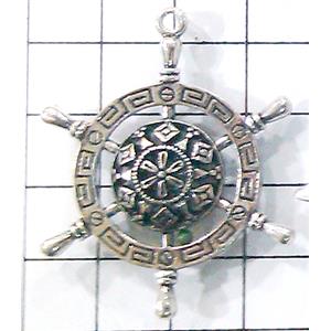 Hollow Tibetan Silver pendant, lead free and nickel free, 25mm dia, 39mm dia