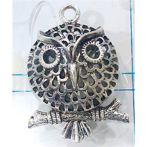 Hollow Tibetan Silver pendant, lead free and nickel free, 26x40mm