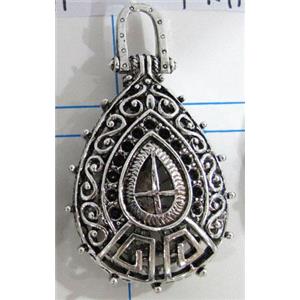 Hollow Tibetan Silver pendant, lead free and nickel free, 26x38mm