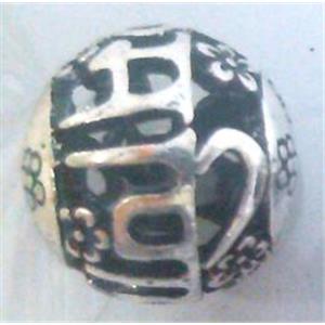 Tibetan Silver Beads, hollow, lead free and nickel free, approx 9mm dia