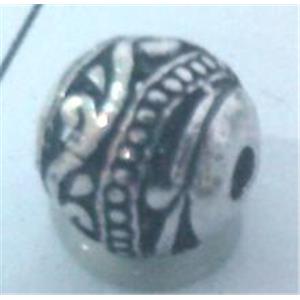 Round tibetan silver bead, lead free and nickel free, approx 11mm dia