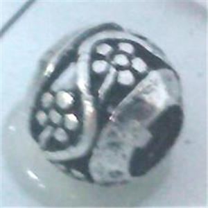 Tibetan Silver Beads, hollow, lead free and nickel free, approx 11mm dia, 4.5mm hole