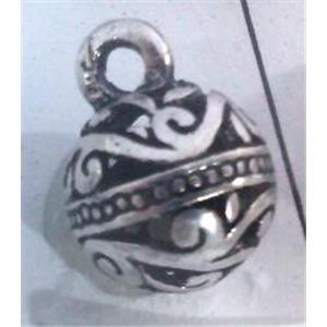 Round tibetan silver pendant, lead free and nickel free, approx 11mm dia