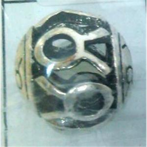 Tibetan Silver Beads, hollow, lead free and nickel free, approx 9mm dia