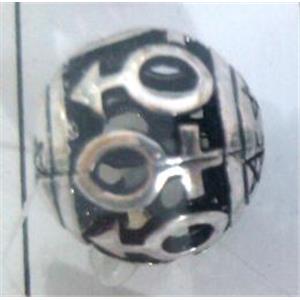 Tibetan Silver Beads, hollow, lead free and nickel free, approx 11mm dia