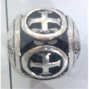 Round tibetan silver bead, hollow, lead free and nickel free, approx 9mm dia