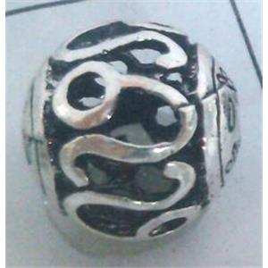 round tibetan silver beads, hollow, lead free and nickel free, approx 15mm dia