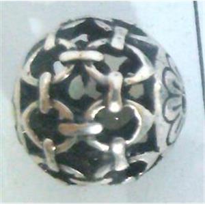 round tibetan silver beads, hollow, lead free and nickel free, approx 9mm dia