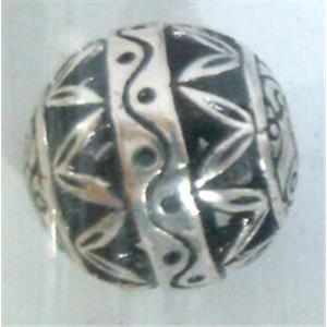 round tibetan silver beads, hollow, lead free and nickel free, approx 9mm dia