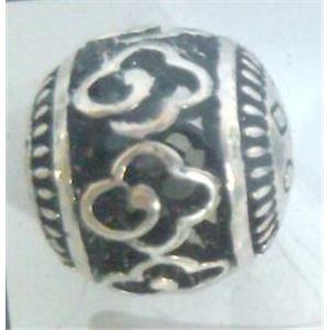 round tibetan silver beads, hollow, lead free and nickel free, approx 11mm dia