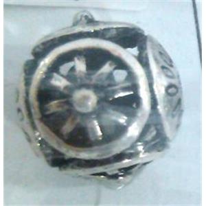 round tibetan silver beads, hollow, lead free and nickel free, approx 9mm dia