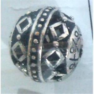 round tibetan silver beads, hollow, lead free and nickel free, approx 9mm dia