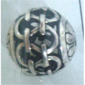 round tibetan silver beads, hollow, lead free and nickel free, approx 9mm dia