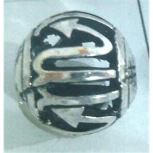 round tibetan silver beads, hollow, lead free and nickel free, approx 9mm dia