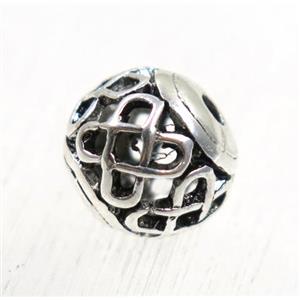 round tibetan silver beads, hollow, lead free and nickel free, approx 15mm dia