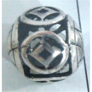 round tibetan silver beads, hollow, lead free and nickel free, approx 9mm dia
