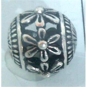 round tibetan silver beads, hollow, lead free and nickel free, approx 9mm dia