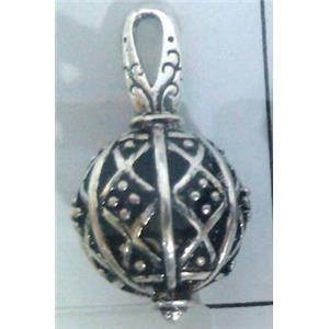 lead free and nickel free Tibetan Silver hollow pendant, approx 11mm ball