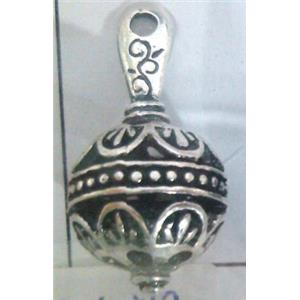 lead free and nickel free Tibetan Silver hollow pendant, approx 15mm ball