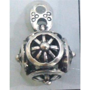 Tibetan Silver hollow pendant, lead free and nickel free, approx 9mm ball