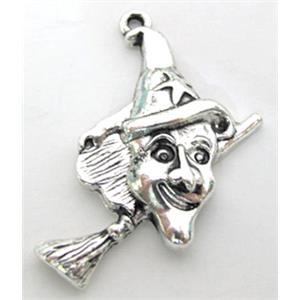 Witch charm, Tibetan Silver pendant Non-Nickel, 30x29mm