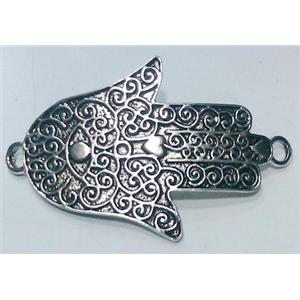 tibetan silver HamsaHand connector, lead free and nickel free, 53x33mm